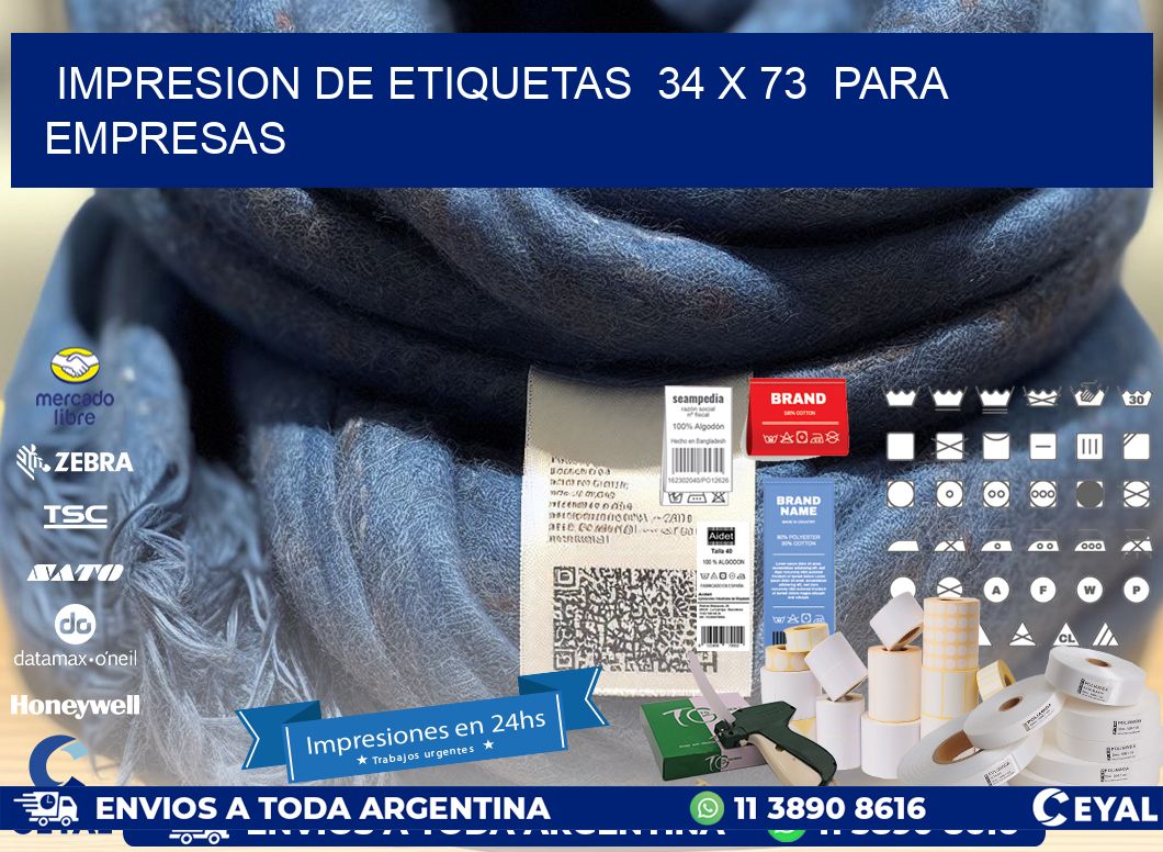 impresion de etiquetas  34 x 73  para empresas