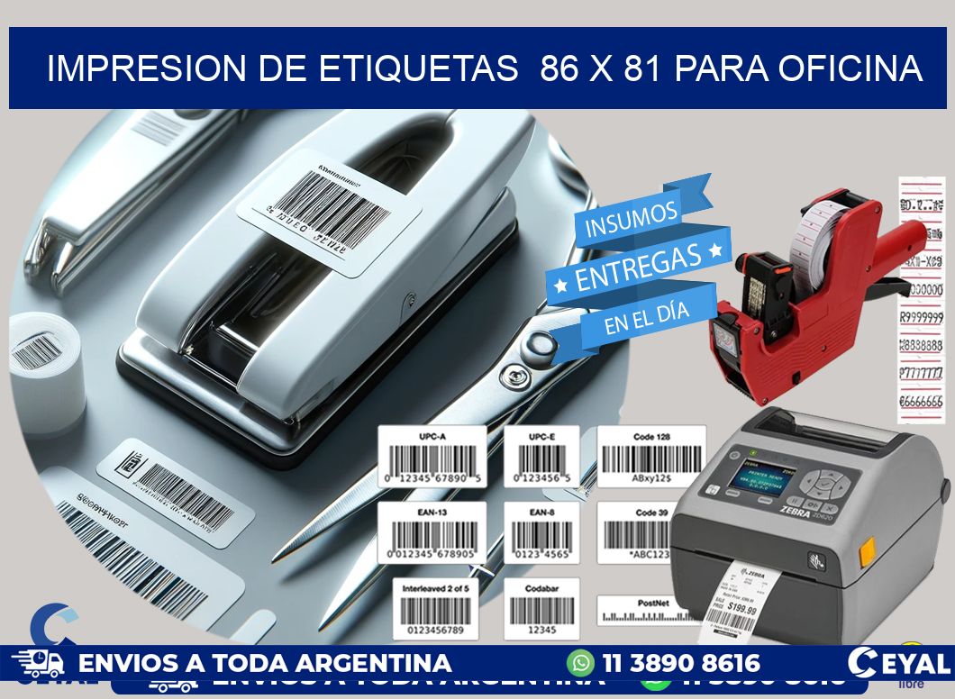 impresion de etiquetas  86 x 81 para oficina