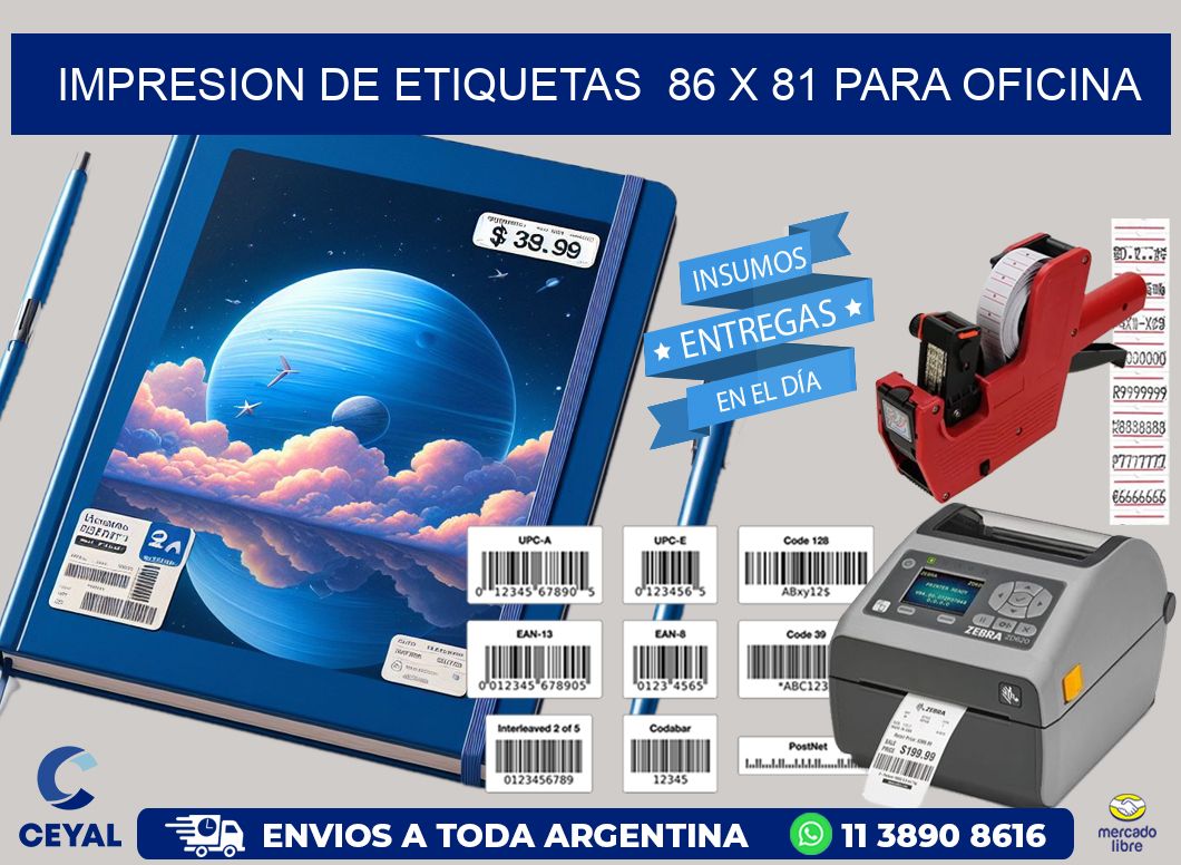 impresion de etiquetas  86 x 81 para oficina
