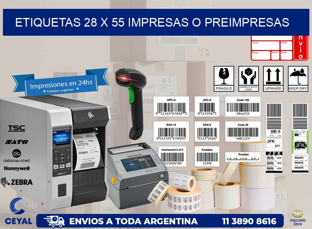 ETIQUETAS 28 x 55 IMPRESAS O PREIMPRESAS