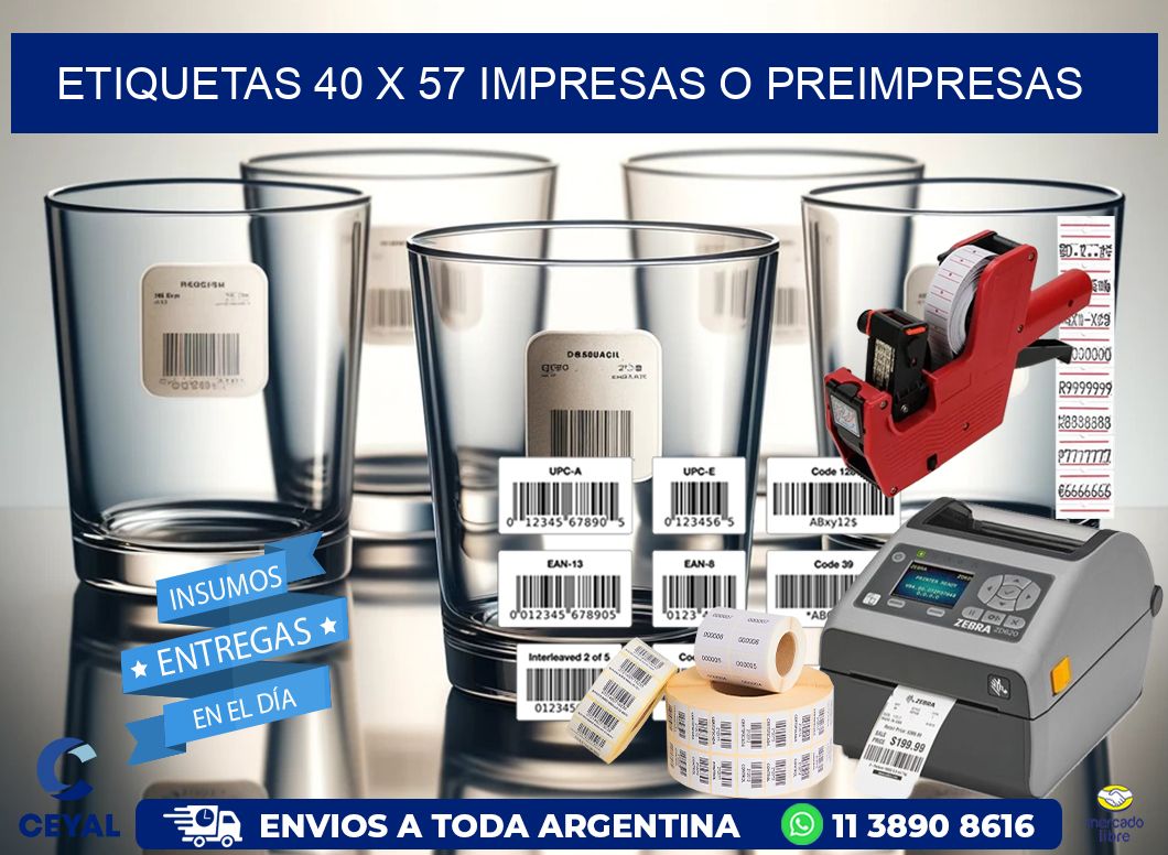 ETIQUETAS 40 x 57 IMPRESAS O PREIMPRESAS