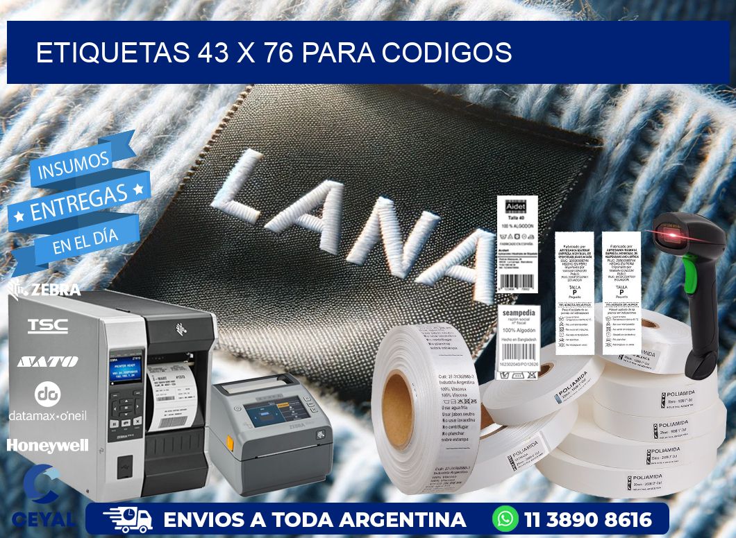 ETIQUETAS 43 x 76 PARA CODIGOS