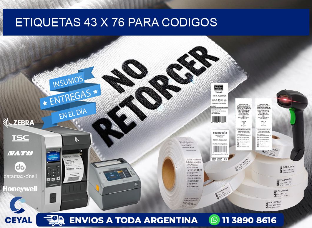ETIQUETAS 43 x 76 PARA CODIGOS