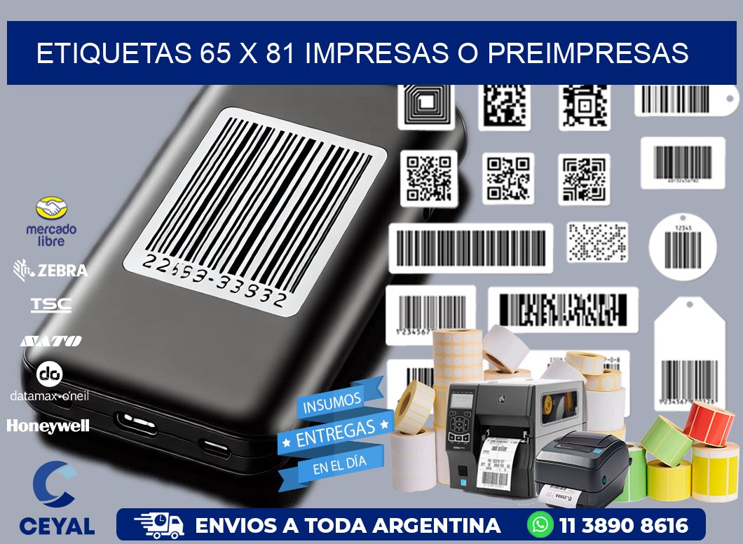 ETIQUETAS 65 x 81 IMPRESAS O PREIMPRESAS