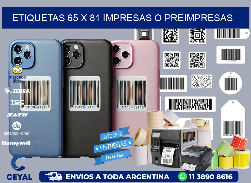 ETIQUETAS 65 x 81 IMPRESAS O PREIMPRESAS