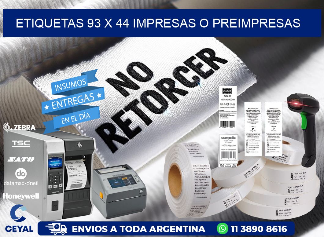 ETIQUETAS 93 x 44 IMPRESAS O PREIMPRESAS