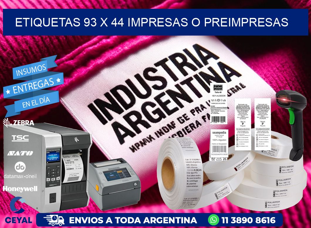 ETIQUETAS 93 x 44 IMPRESAS O PREIMPRESAS