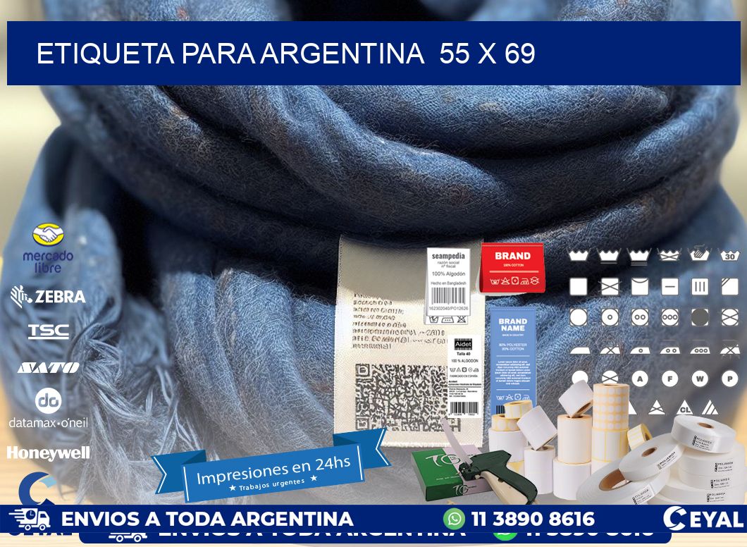 etiqueta para Argentina  55 x 69