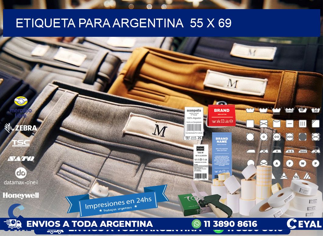 etiqueta para Argentina  55 x 69