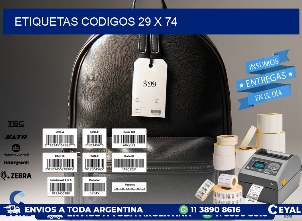 etiquetas codigos 29 x 74