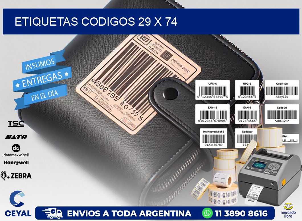 etiquetas codigos 29 x 74