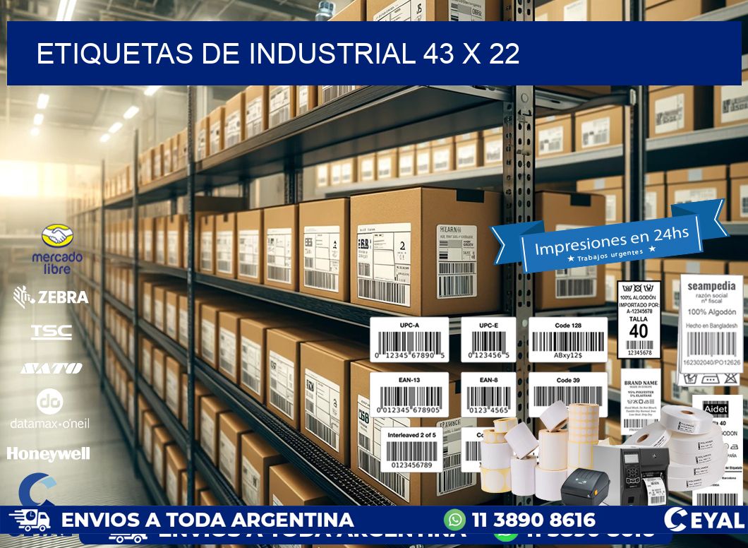 etiquetas de industrial 43 x 22