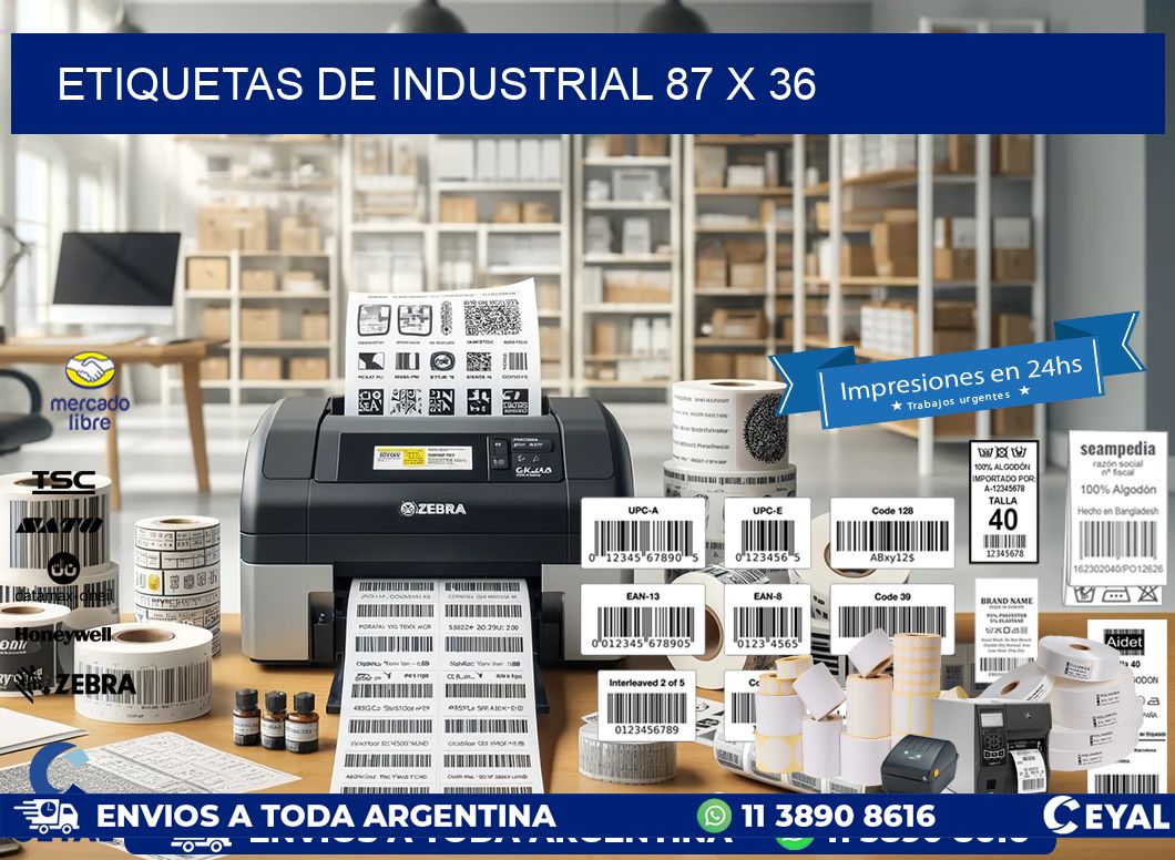 etiquetas de industrial 87 x 36