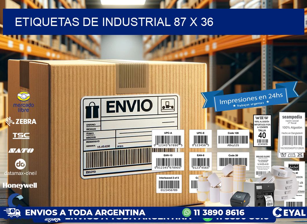 etiquetas de industrial 87 x 36