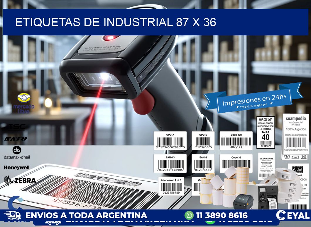 etiquetas de industrial 87 x 36