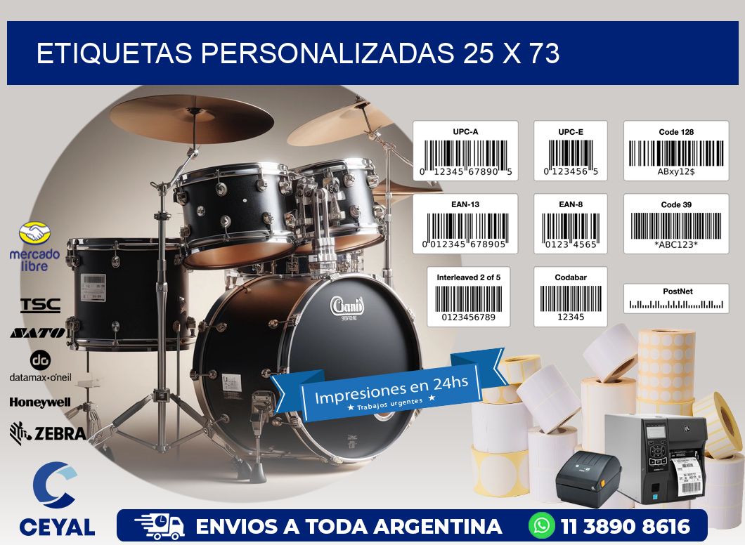 etiquetas personalizadas 25 x 73