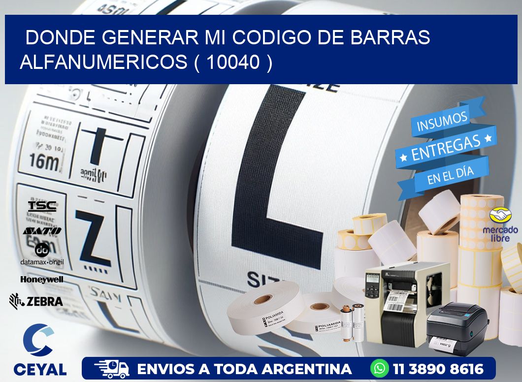DONDE GENERAR MI CODIGO DE BARRAS ALFANUMERICOS ( 10040 )
