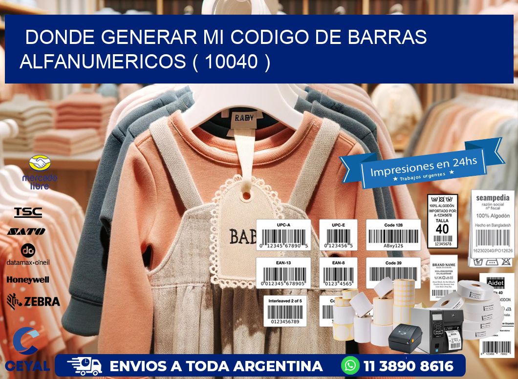 DONDE GENERAR MI CODIGO DE BARRAS ALFANUMERICOS ( 10040 )