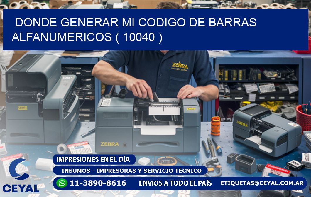 DONDE GENERAR MI CODIGO DE BARRAS ALFANUMERICOS ( 10040 )
