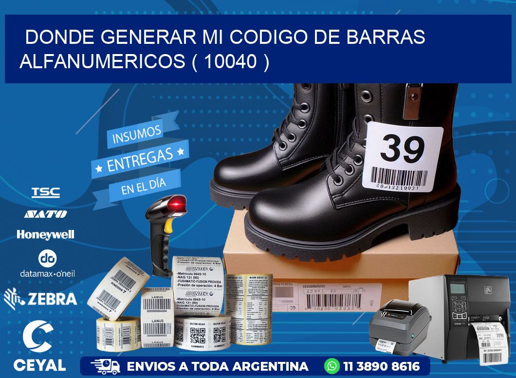 DONDE GENERAR MI CODIGO DE BARRAS ALFANUMERICOS ( 10040 )