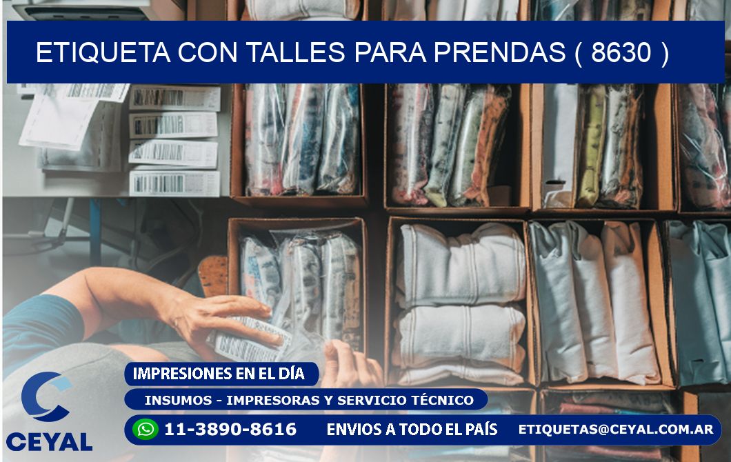 ETIQUETA CON TALLES PARA PRENDAS ( 8630 )