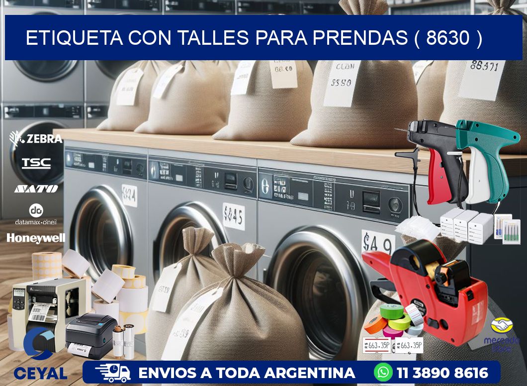 ETIQUETA CON TALLES PARA PRENDAS ( 8630 )