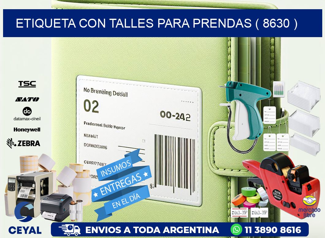 ETIQUETA CON TALLES PARA PRENDAS ( 8630 )