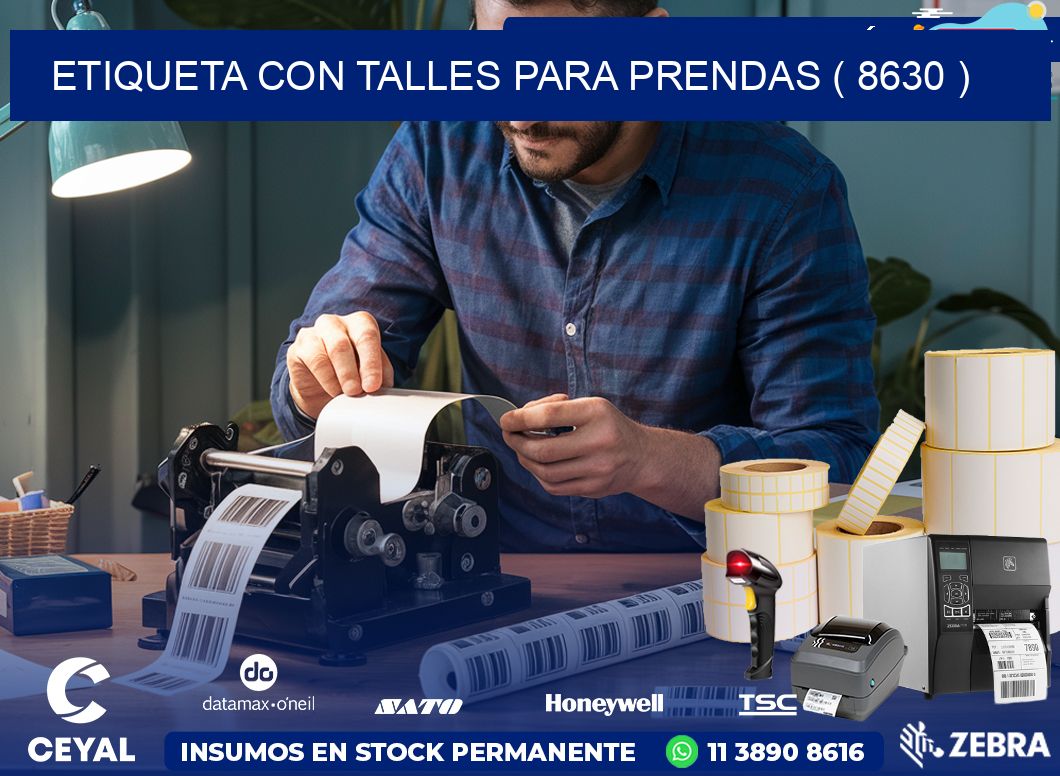 ETIQUETA CON TALLES PARA PRENDAS ( 8630 )