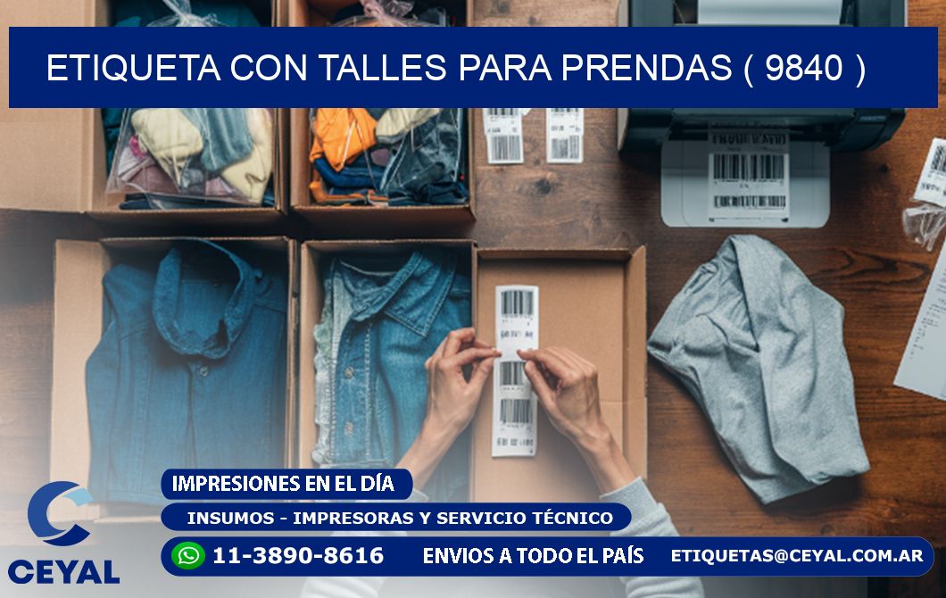 ETIQUETA CON TALLES PARA PRENDAS ( 9840 )