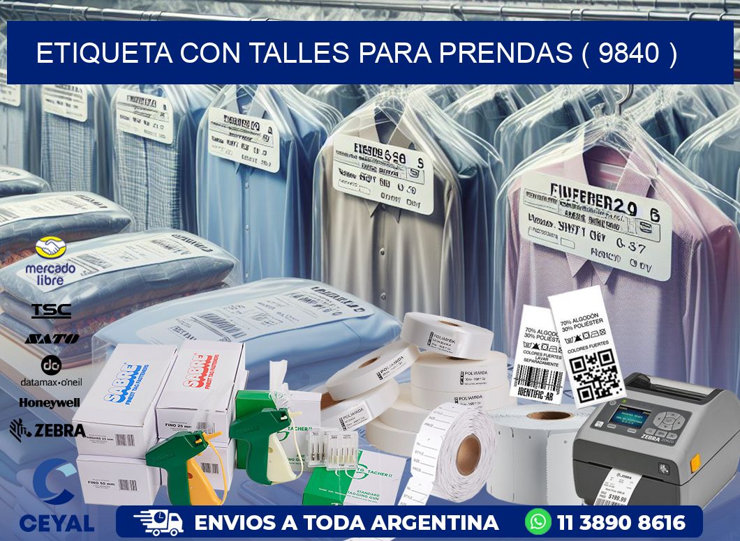 ETIQUETA CON TALLES PARA PRENDAS ( 9840 )