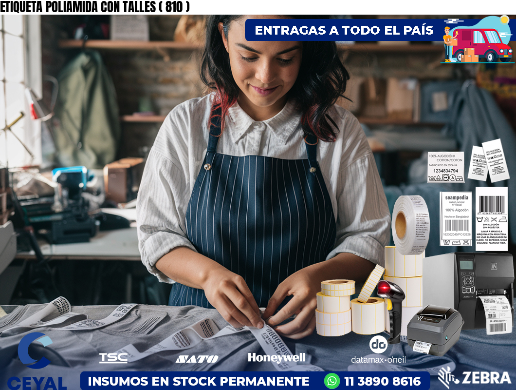 ETIQUETA POLIAMIDA CON TALLES ( 810 )