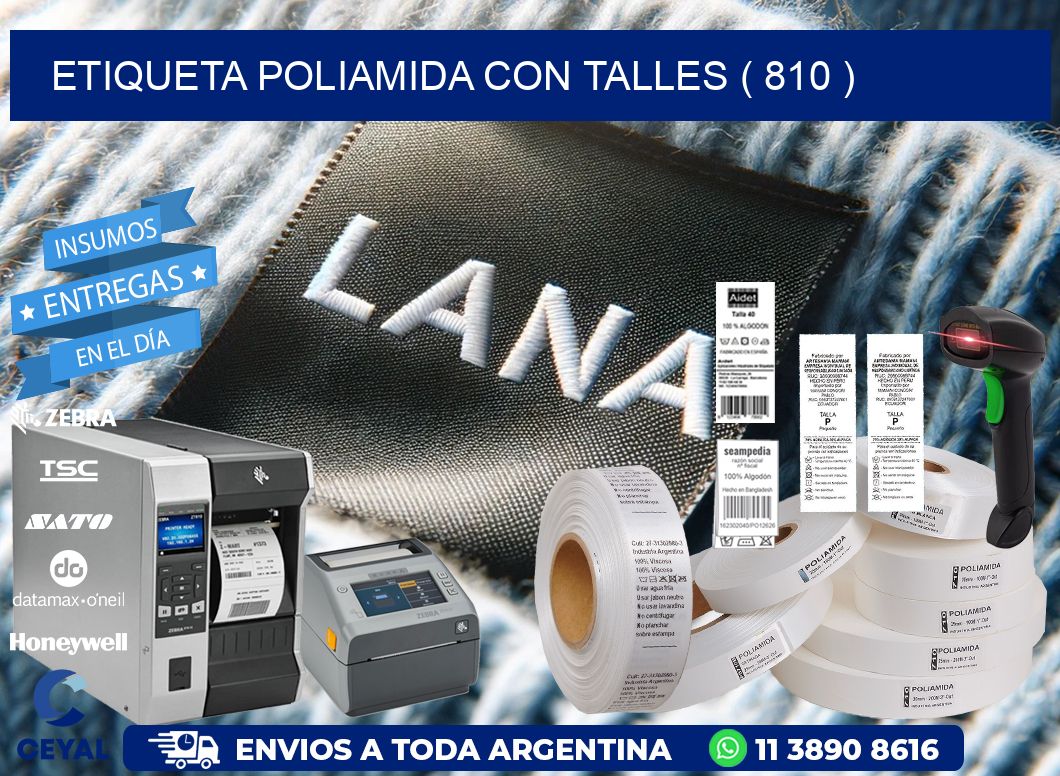 ETIQUETA POLIAMIDA CON TALLES ( 810 )