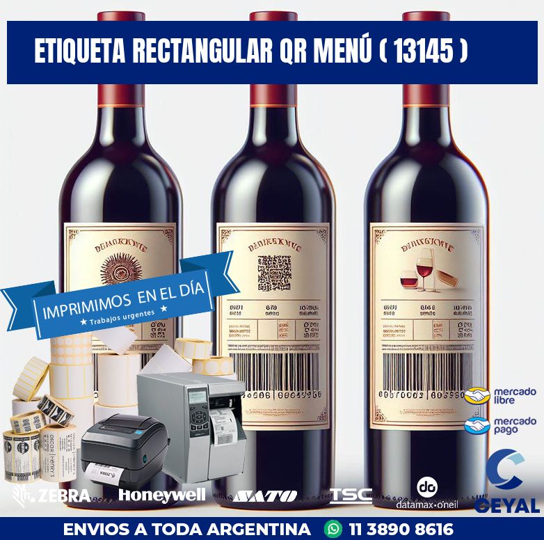 ETIQUETA RECTANGULAR QR MENÚ ( 13145 )