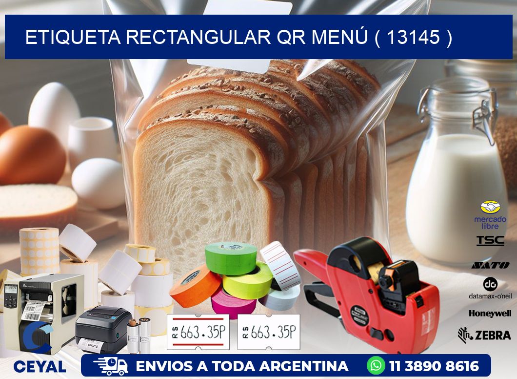 ETIQUETA RECTANGULAR QR MENÚ ( 13145 )