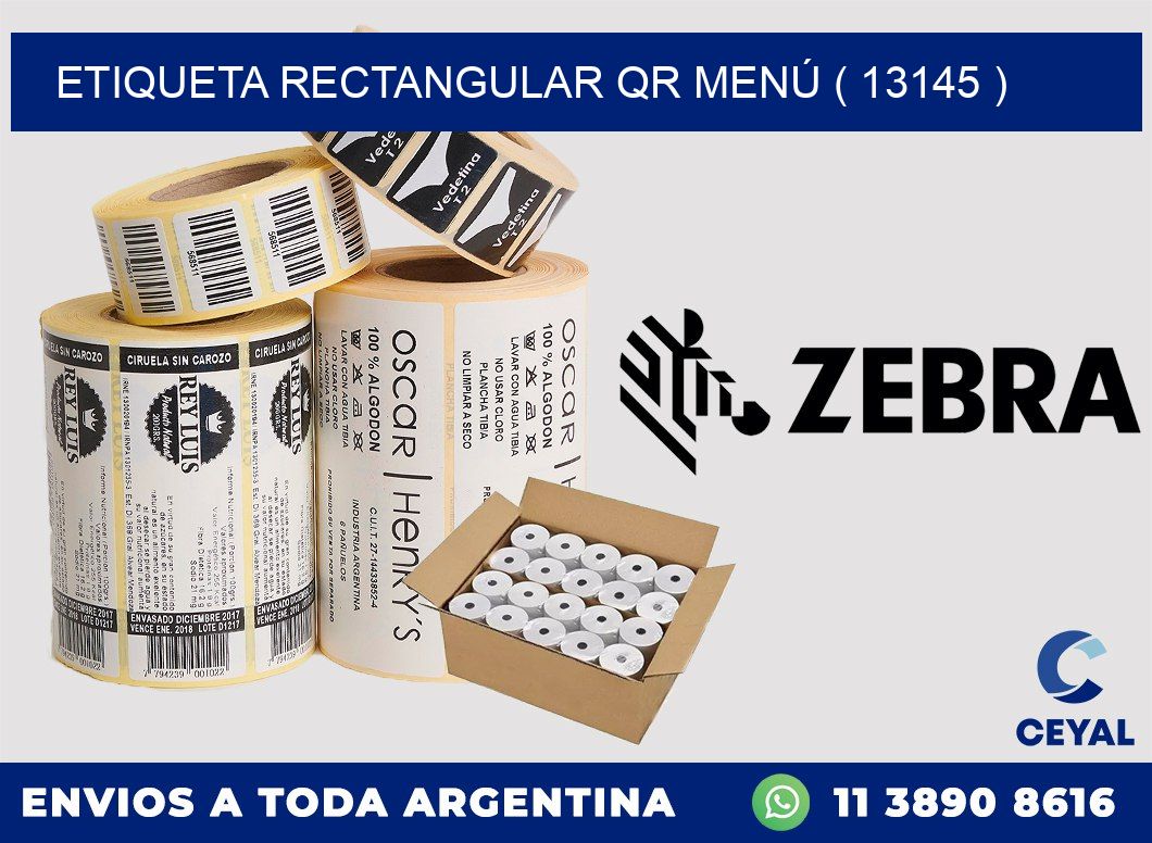 ETIQUETA RECTANGULAR QR MENÚ ( 13145 )