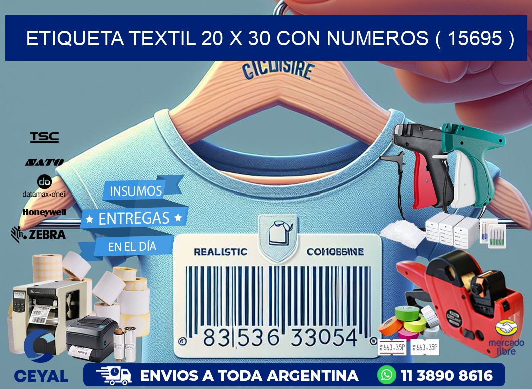 ETIQUETA TEXTIL 20 X 30 CON NUMEROS ( 15695 )