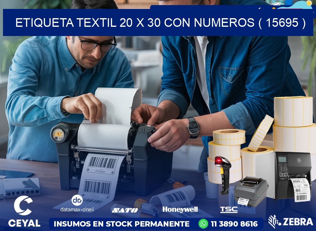 ETIQUETA TEXTIL 20 X 30 CON NUMEROS ( 15695 )