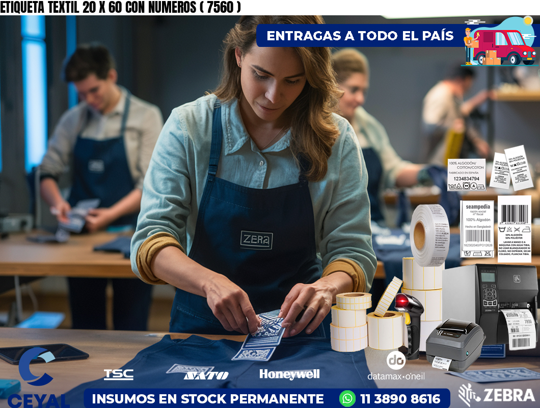 ETIQUETA TEXTIL 20 X 60 CON NUMEROS ( 7560 )
