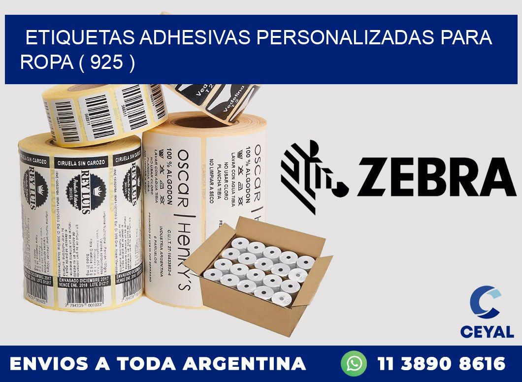 ETIQUETAS ADHESIVAS PERSONALIZADAS PARA ROPA ( 925 )