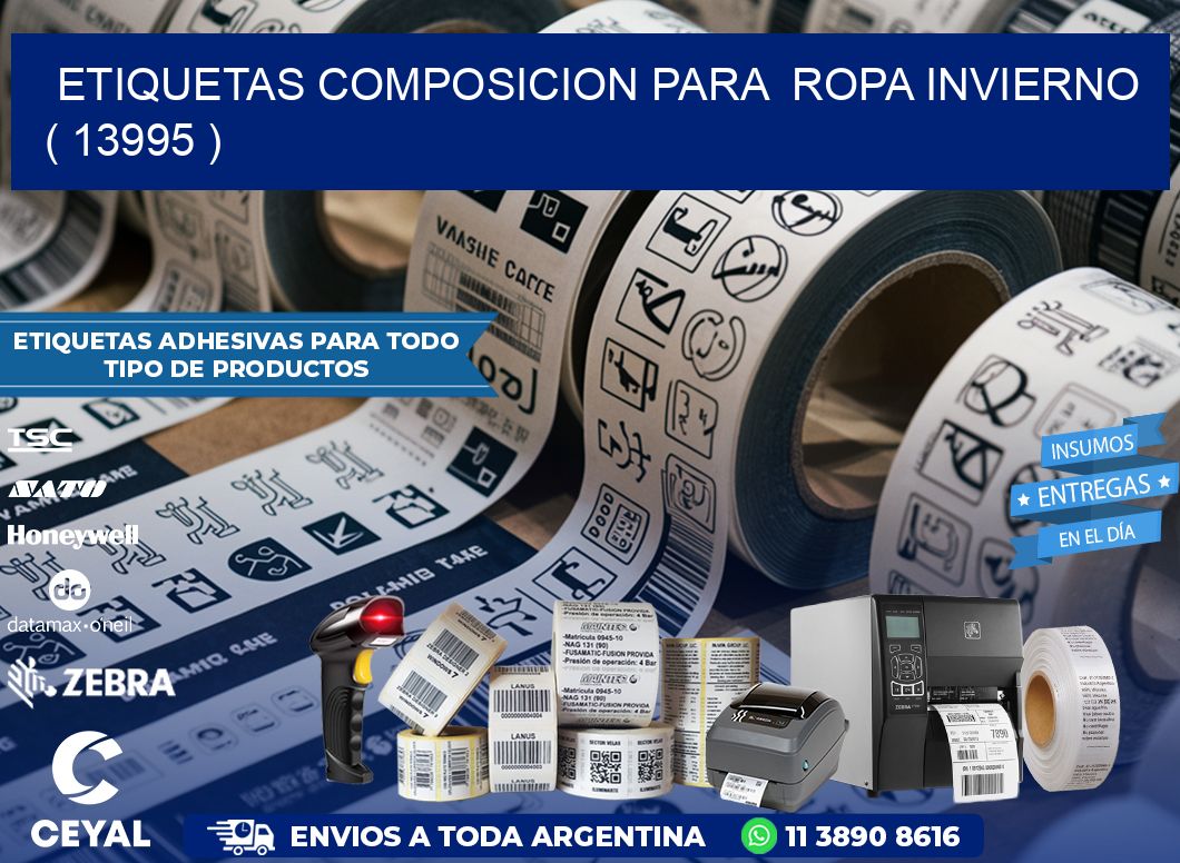 ETIQUETAS COMPOSICION PARA  ROPA INVIERNO   ( 13995 )
