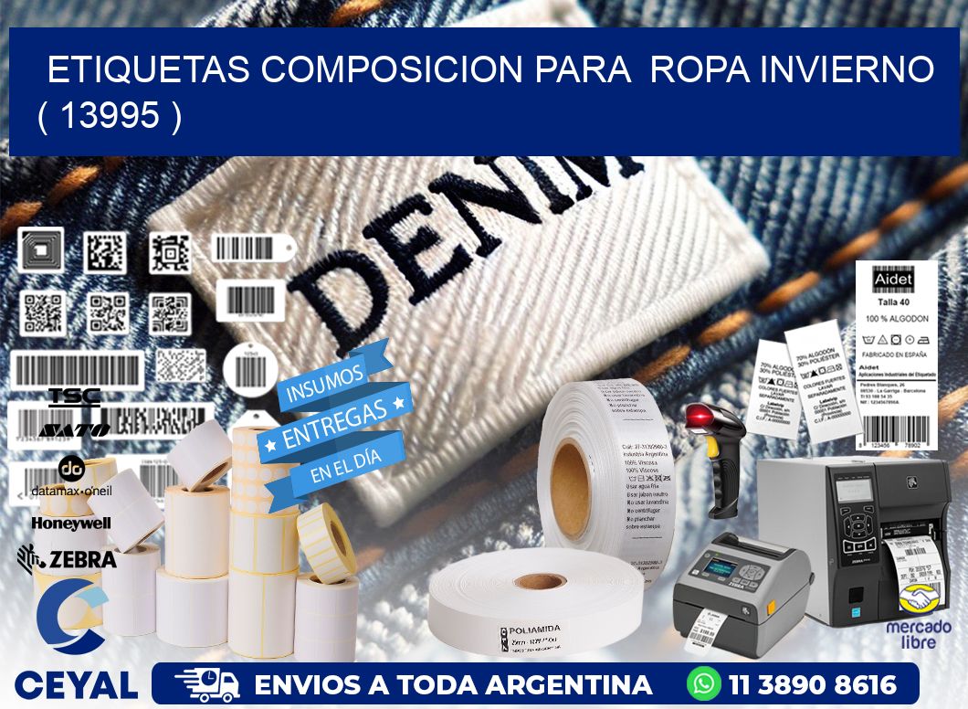 ETIQUETAS COMPOSICION PARA  ROPA INVIERNO   ( 13995 )