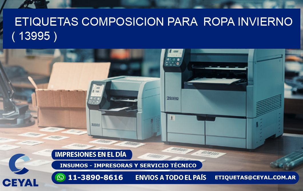 ETIQUETAS COMPOSICION PARA  ROPA INVIERNO   ( 13995 )