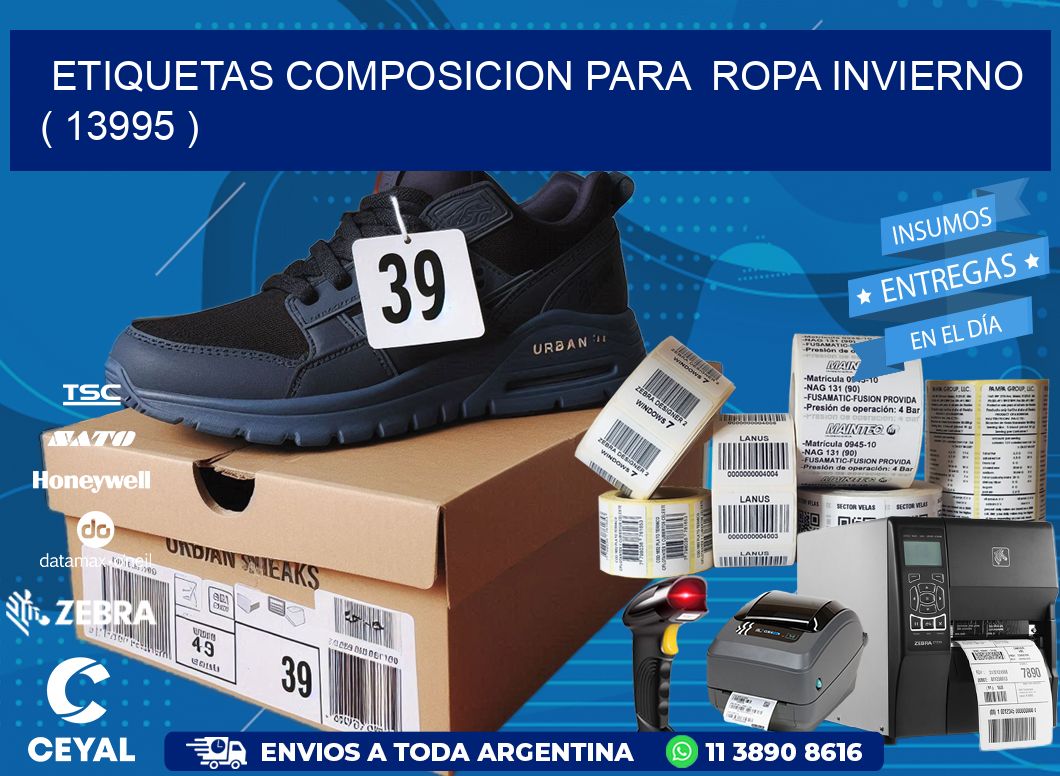 ETIQUETAS COMPOSICION PARA  ROPA INVIERNO   ( 13995 )