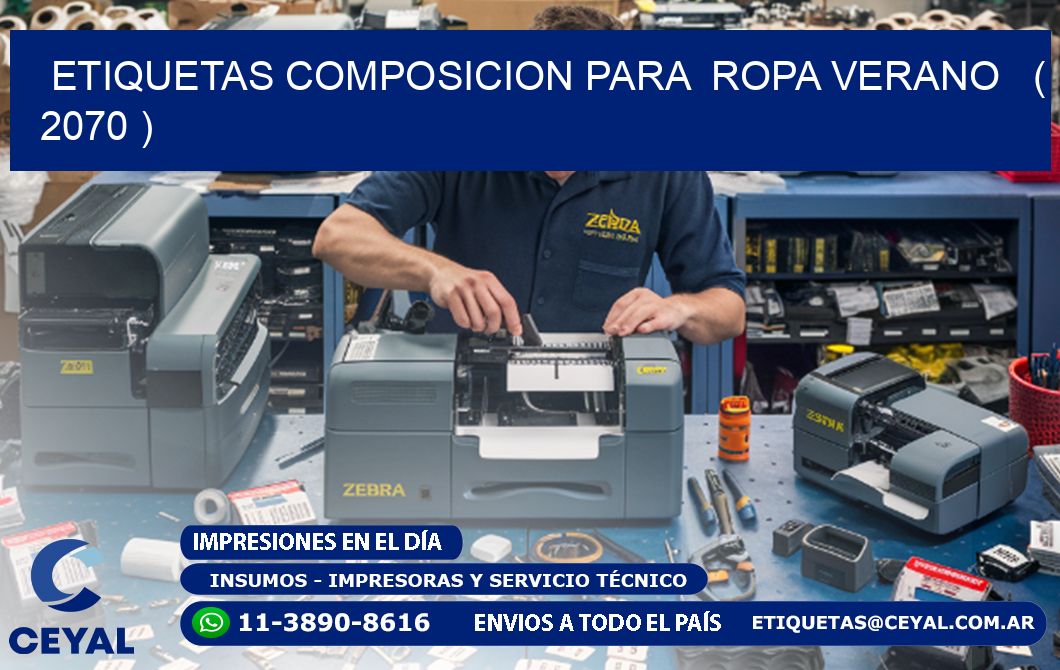 ETIQUETAS COMPOSICION PARA  ROPA VERANO   ( 2070 )