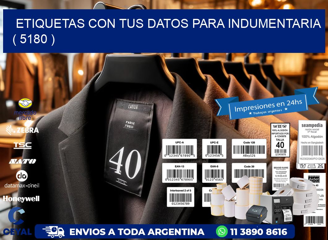 ETIQUETAS CON TUS DATOS PARA INDUMENTARIA   ( 5180 )