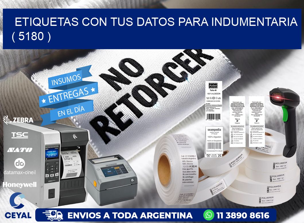 ETIQUETAS CON TUS DATOS PARA INDUMENTARIA   ( 5180 )