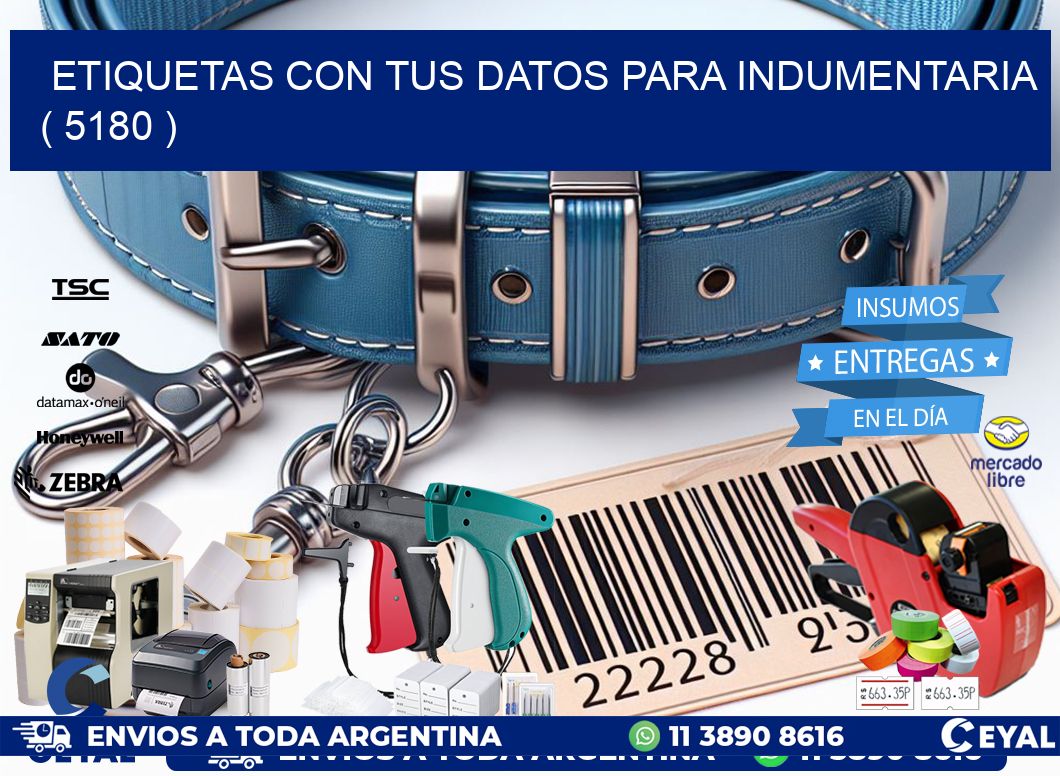 ETIQUETAS CON TUS DATOS PARA INDUMENTARIA   ( 5180 )