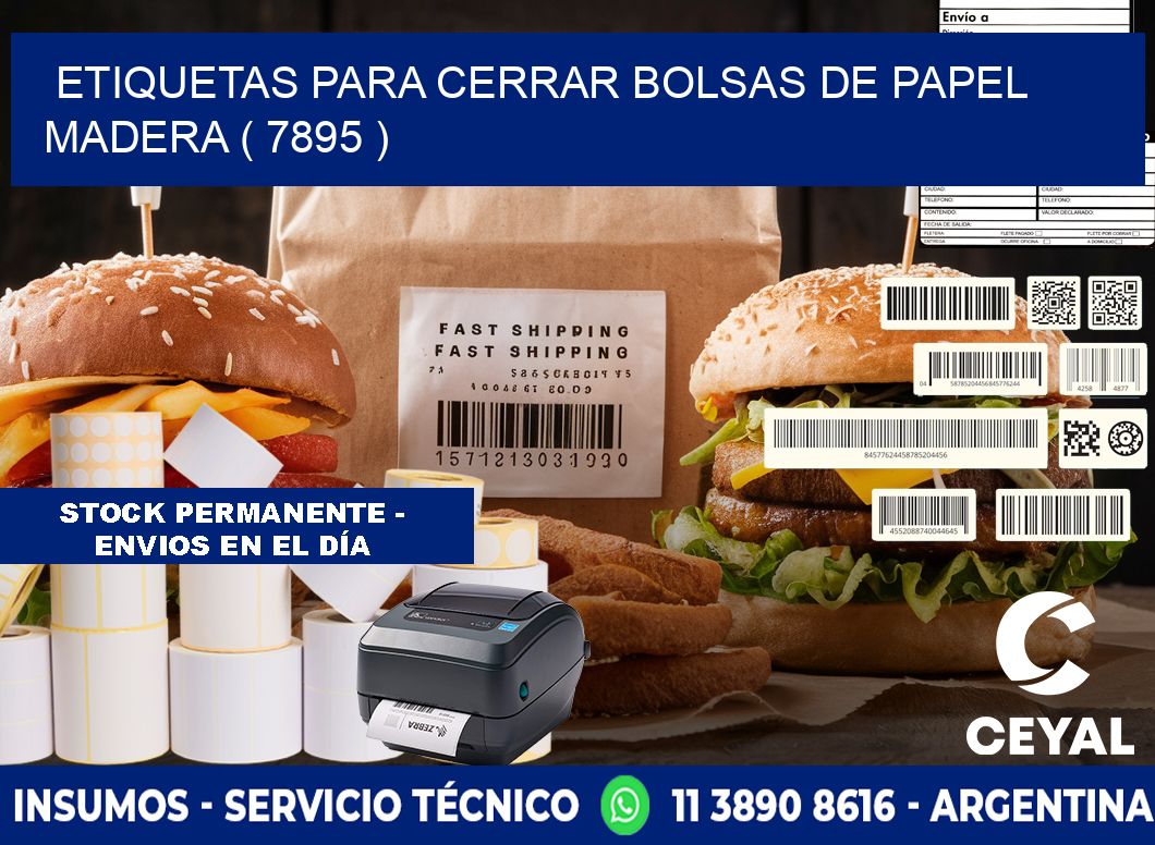 ETIQUETAS PARA CERRAR BOLSAS DE PAPEL MADERA ( 7895 )