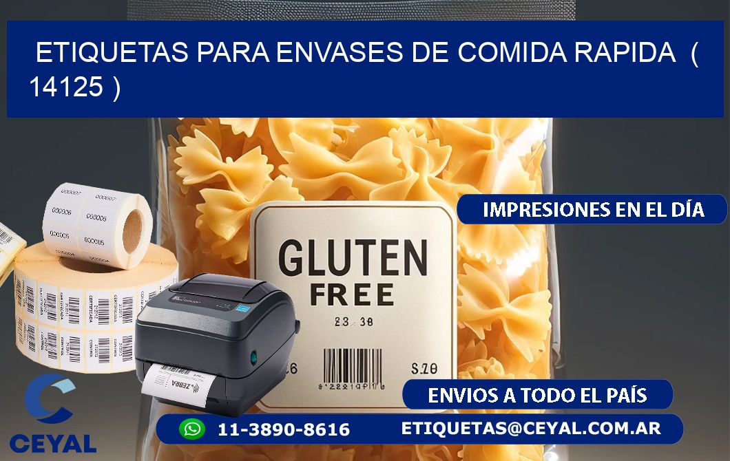 ETIQUETAS PARA ENVASES DE COMIDA RAPIDA  ( 14125 )