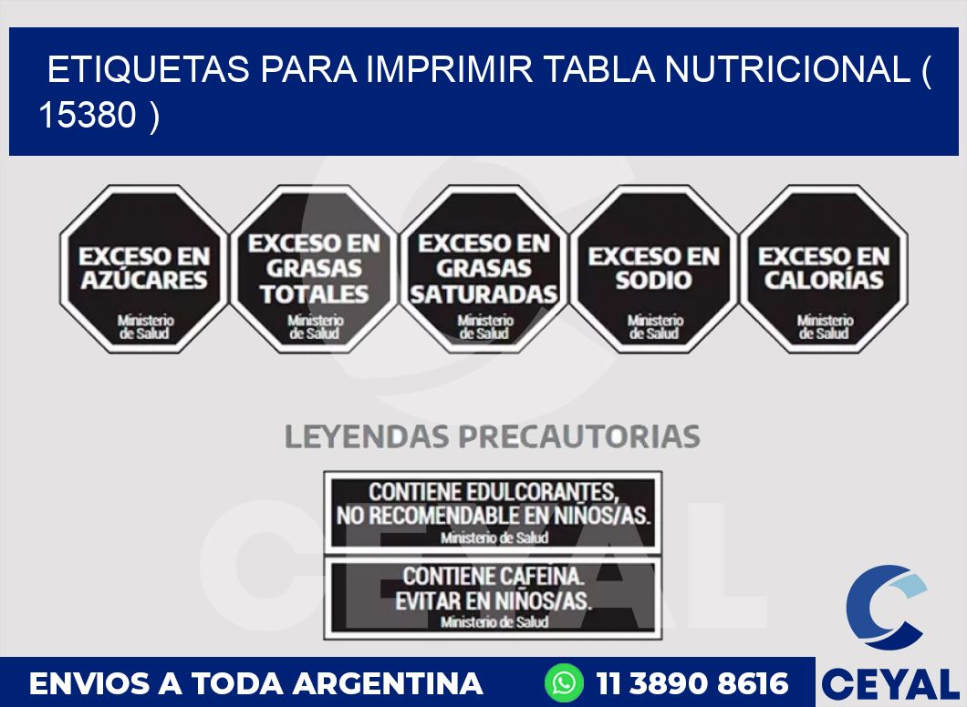ETIQUETAS PARA IMPRIMIR TABLA NUTRICIONAL ( 15380 )